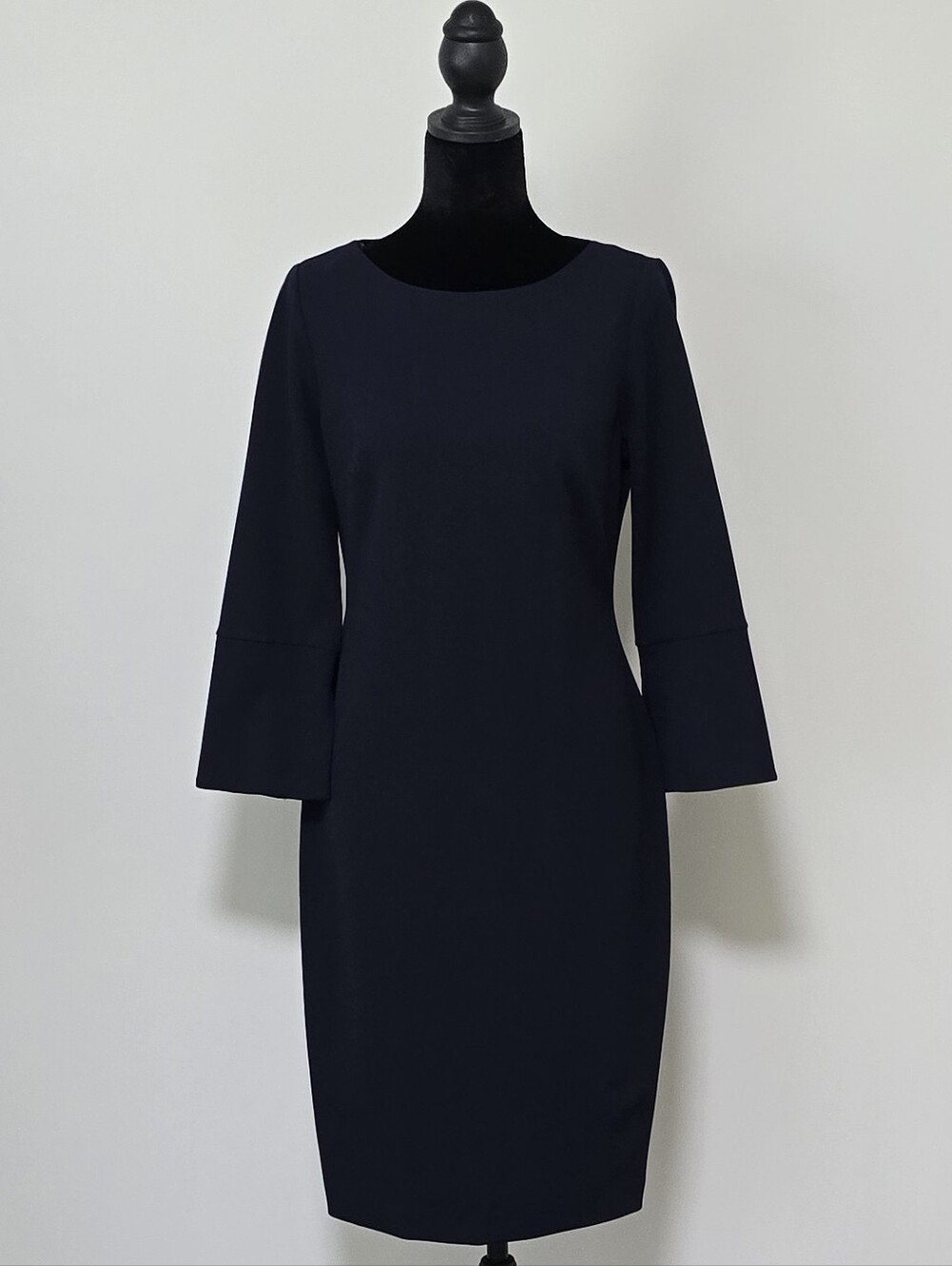 Classic Navy Sheath Dress with Bell Sleeves